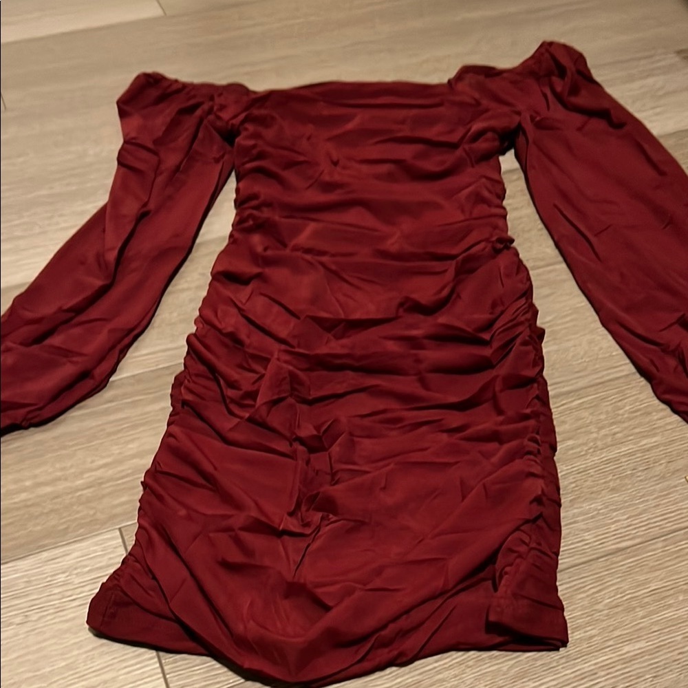 Elegant Burgundy Off-Shoulder Dress